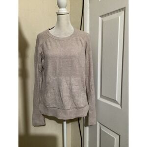 Barefoot Dreams CozyChic Lite Crewneck Kangaroo Pocket Sweater Pink Small